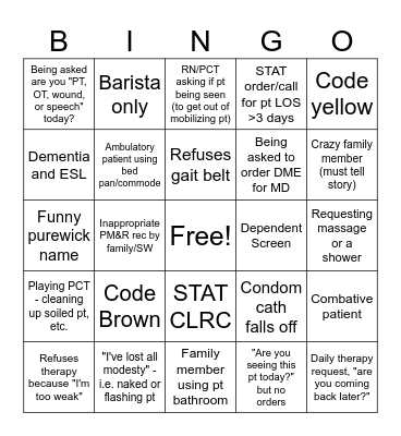OT MONTH BINGO Card