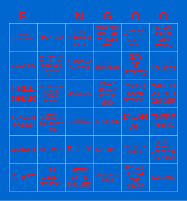 DHAR MAN BINGO Card