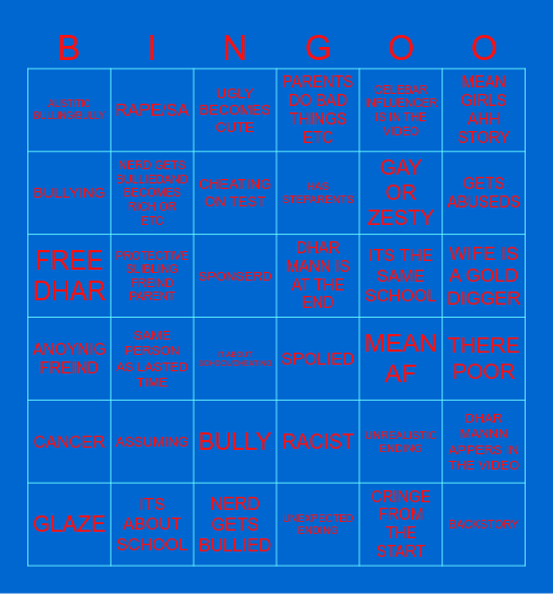 DHAR MAN BINGO Card