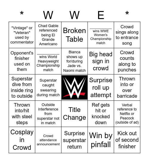 Wrestlemania 41 Bingo Card