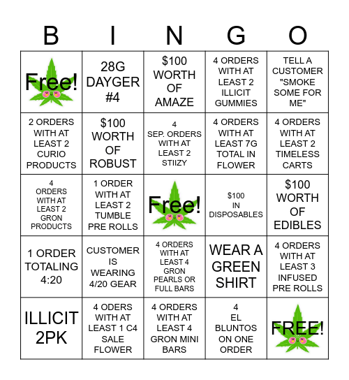4/20 BINGO Card