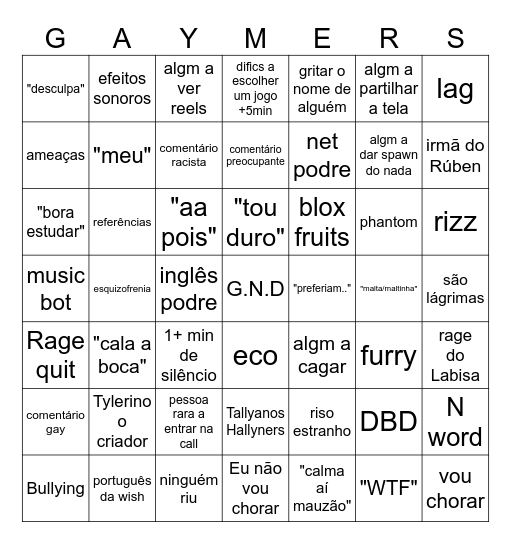 G.N.D BINGO Card