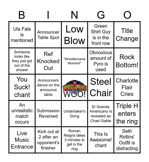 Wrestlemania 41 Bingo Card