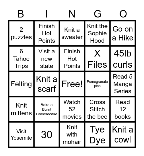 2025 Bingo Card