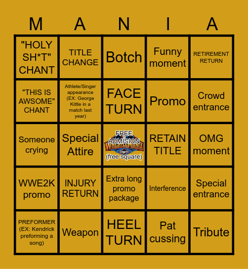 WM41 BINGO Card