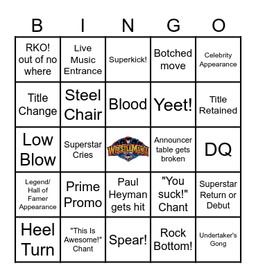 Wrestlemania 41 Bingo Card