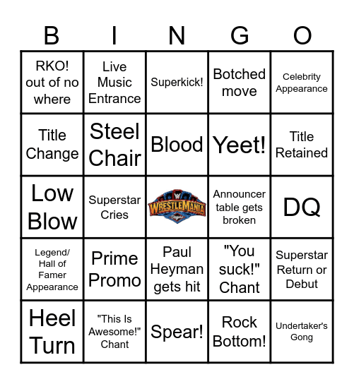 Wrestlemania 41 Bingo Card