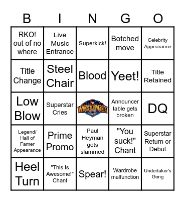 Wrestlemania 41 Bingo Card