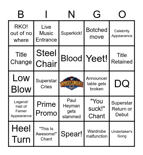 Wrestlemania 41 Bingo Card