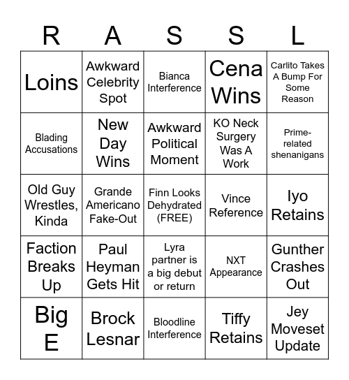 Wrestlemania 41 Bingo Card