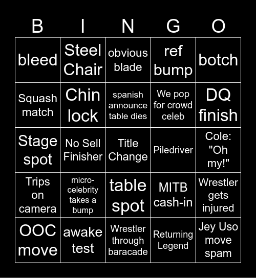MANIA Bingo Card