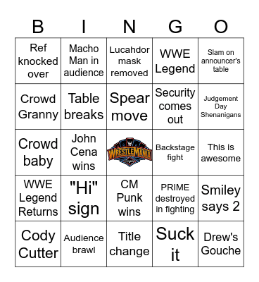 WrestleMania 41 Bingo Card