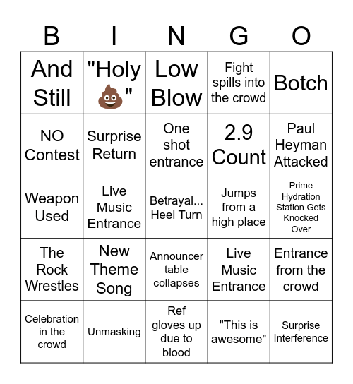 WrestleMania 41 Night 1In Bingo Card