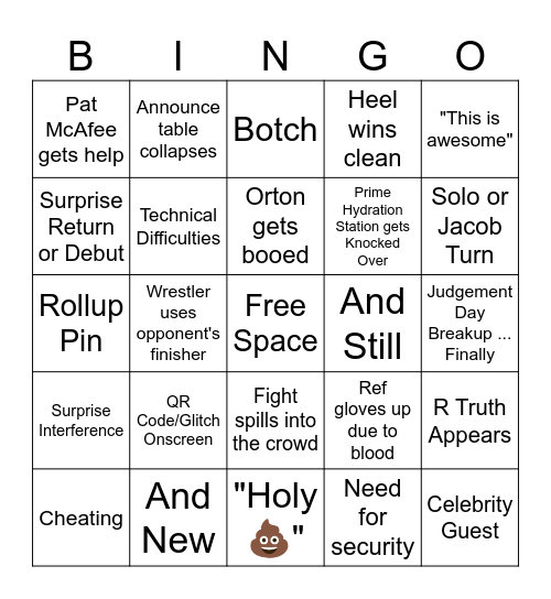 Backlash Bingo Card