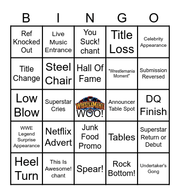 Wrestlemania 41 Bingo Card