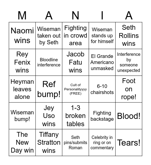 WrestleMania 41 - Night 1 Bingo Card