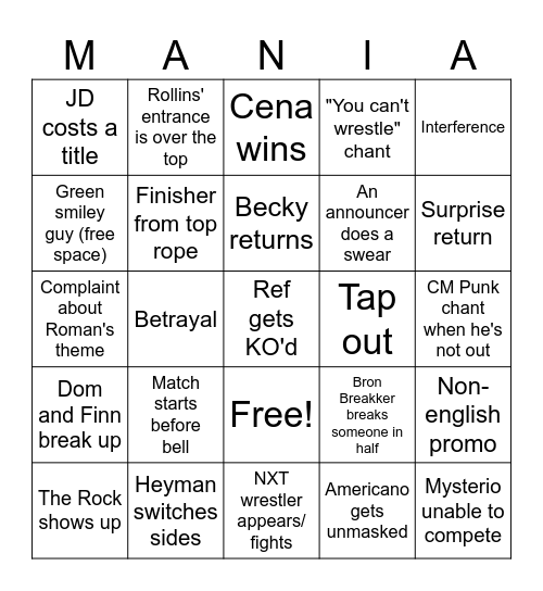 Wrestlemania 41 Bingo Card