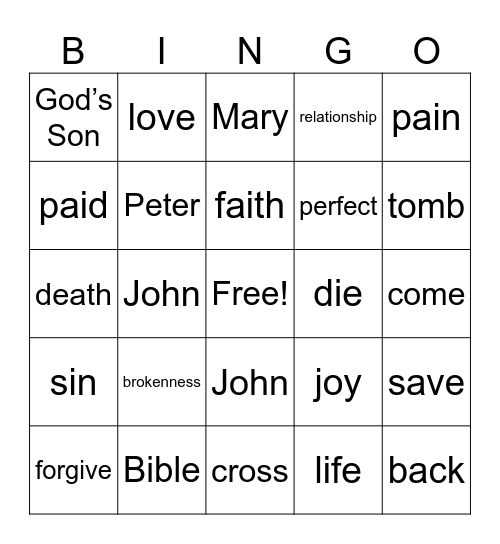 Easter Bingo Card