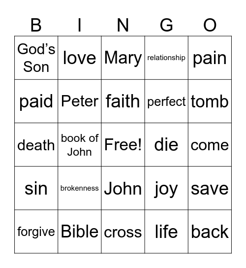 Easter Bingo Card