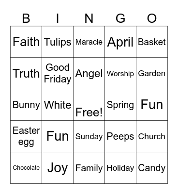 Easter Bingo Card