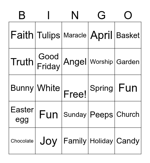 Easter Bingo Card