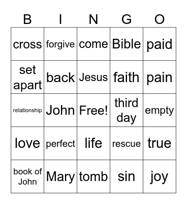 Easter Bingo Card