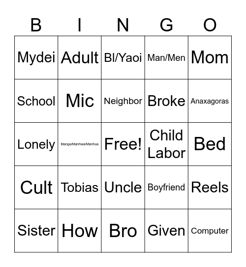 Mika Bingo Card