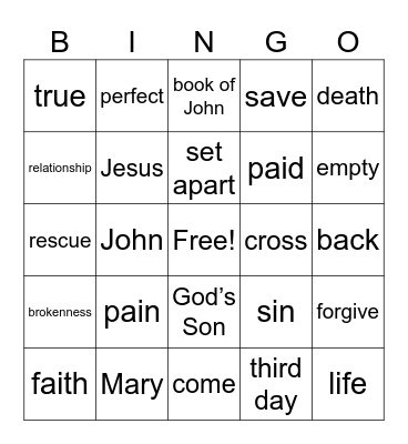 Easter Bingo Card