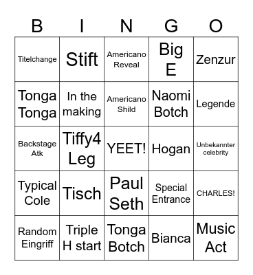 Wrestlemania v Bingo Card