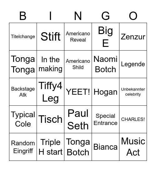 Wrestlemania v Bingo Card