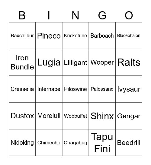 Shiny Bingo Card