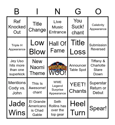 Wrestlemania 41 Bingo Card