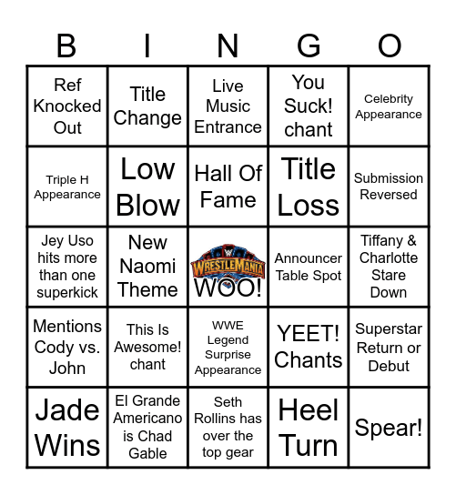 Wrestlemania 41 Bingo Card