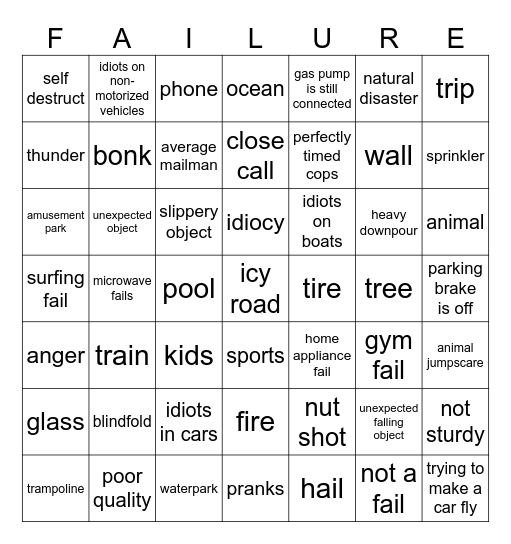 failarmy bingo Card
