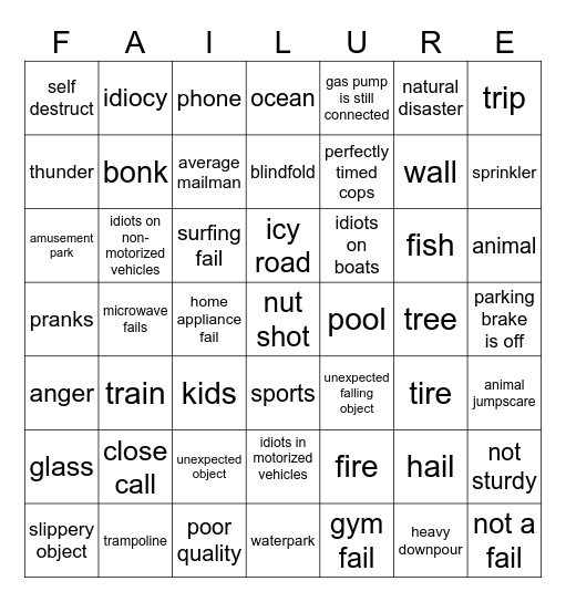 failarmy bingo Card