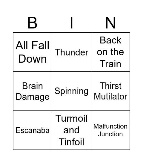 Cary N3 Bingo Card