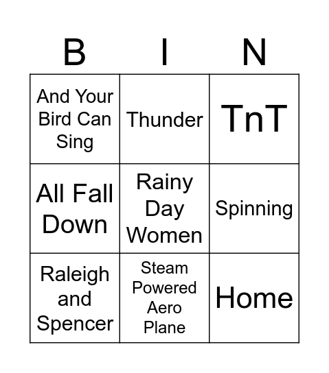 Cary N3 Bingo Card