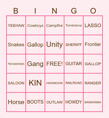 BOOTS & BINGO Card