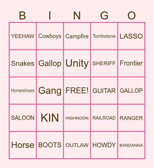 BOOTS & BINGO Card