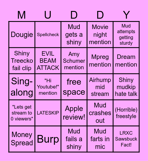 Mudskip Bingo! (by Catto) Bingo Card