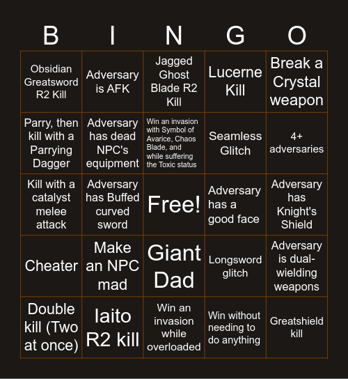 DS1 Invasion Bingo Card