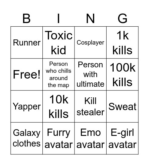 TSB BINGO CARD Bingo Card
