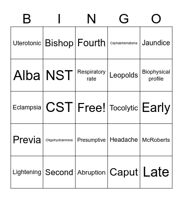 Final Exam Bingo Card