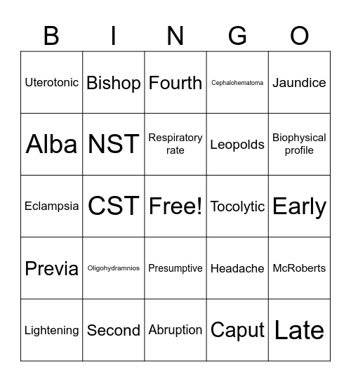 Final Exam Bingo Card