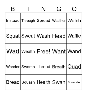 EA and A Bingo Card