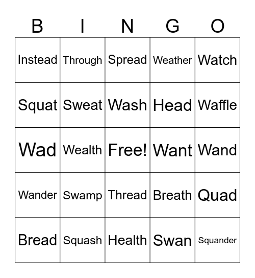 EA and A Bingo Card