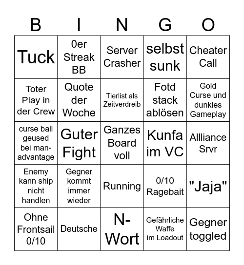 SOT-Serverhopping-Bingo der Woche Bingo Card
