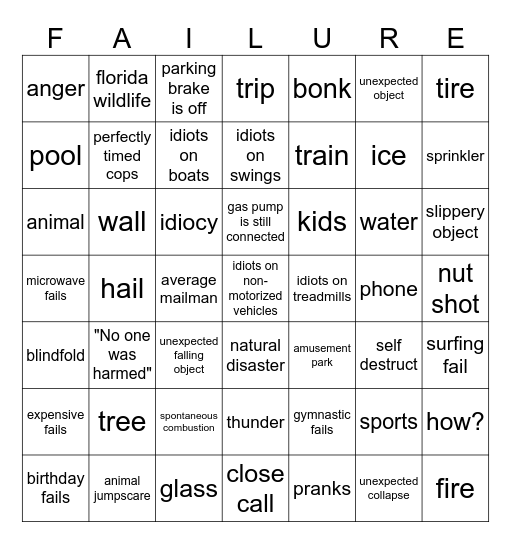 failarmy bingo Card
