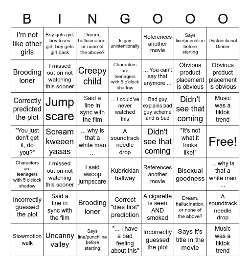 You haven't seen this? Bingo Card