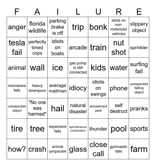 failarmy bingo Card